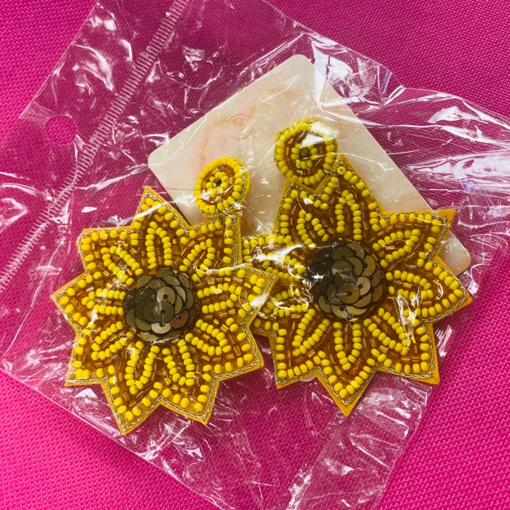 Beautifully handmade sunflower earrings